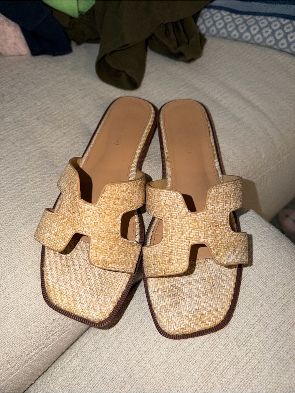 Madden Girl Woven Tan Slide Sandals